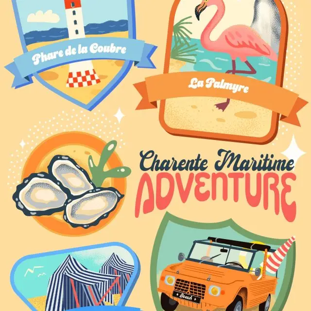 ✨ Une illustration pensée comme un souvenir de vacances à porter… ou à encadrer.

Entre le phare de la Coubre, les cabines de Royan, les huîtres, le flamant rose de la Palmyre et cette petite vibe rétro bord de mer… j’ai imaginé cette création comme une carte postale moderne de la Charente-Maritime ☀️
Cette illustration sera bientôt disponible à la vente dans une boutique en Charente-Maritime — et je réfléchis déjà à la décliner sur textile 👀 (sweat, t-shirt… je dois avouer que je l’adore déjà en version portée)
J’aime créer des visuels qui racontent un lieu, une ambiance, des souvenirs d’été et un certain art de vivre entre vintage, soleil et escapades océanes.
Vous la verriez plutôt : 🖼️ en affiche 💌 en carte 👕 en t-shirt 🧥 ou en sweat ?
#illustration #charentemaritime #royan #lapalmyre #pharedelacoubre